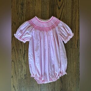 Rosalina Pink and White Gingham Smocked Bubble, Size 24M
